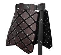 HiiFeuer Medieval Faux Leather Thigh Armor, Retro Double Sides Waist Armor with Belt, Mercenary&Knights Skirt Armor (Dark Brown B)