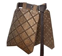 HiiFeuer Medieval Faux Leather Thigh Armor, Retro Double Sides Waist Armor with Belt, Mercenary&Knights Skirt Armor (Brown B)