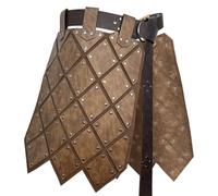 HiiFeuer Medieval Faux Leather Thigh Armor, Retro Double Sides Waist Armor with Belt, Mercenary&Knights Skirt Armor (Brown C)