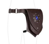 HiiFeuer Medieval Faux Leather Thigh Bag, Adjustable Drop Leg Pouch Renaissance Side Pack Belt Bag Cosplay for Ren Faire (Dark Brown A)