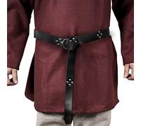 HiiFeuer Medieval PU Leather Ring Belt, Retro Renaissance Rivets Belt for LARP(Black B)