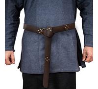 HiiFeuer Medieval PU Leather Ring Belt, Retro Renaissance Rivets Belt for LARP (Brown B)