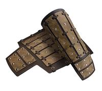 HiiFeuer Medieval Studded Faux Leather Bracers, Vintage Mercenary Arm Guards, Knight Archer Gauntlets for Ren Faire (Brown A)
