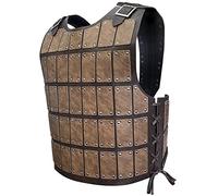 HiiFeuer Medieval Studded Leather Armor, Vintage Mercenary Body Armor Faux Leather, Adjustable Chest Armour for LARP Costume& Ren Faire (Brown A)