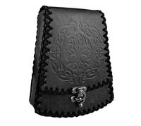 HiiFeuer Nordic Embossed Faux Leather Belt Bag, Medieval Retro Waist Bag, Vintage Portable Buckle Belt Pouch for Ren Faire (Black B)