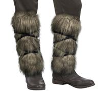 HiiFeuer Viking Artificial Fur Barbarian Leg Warmers Wrap, Medieval Fuzzy Leg Gaiters, Warrior Shin Guards Vintage Leg Armor (Brown A)