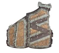 HiiFeuer Viking Artificial Fur Faux Leather Chest Armor, Medieval Vintage Barbarian Body Armor Knight Adjustable Vest Armour (Brown A)