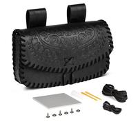 HiiFeuer Viking Craft Kits Belt Bag, Vintage DIY Kits Medieval Faux Leather Side Pack, Portable Belt Pouch for Ren Faire (Black B)