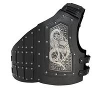 HiiFeuer Viking Embossed Dragon Faux Leather Chest Armor, Medieval Vintage Mercenary Adjustable Vest Armour Knight Body Armor (Black A)