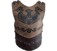 HiiFeuer Viking Faux Leather Embossed Langskip Chest Armor, Retro Medieval Knight Leather Armor for LARP/Cosplay (Brown B)