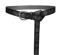 HiiFeuer Viking Fenrir Embossed Faux Leather Buckle Belt, Medieval Knight Belt (Black)