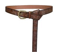 HiiFeuer Viking Fenrir Embossed Faux Leather Buckle Belt, Medieval Knight Belt (Brown)