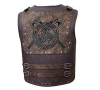 HiiFeuer Viking Warrior PU Leather Chest Armor, Retro Knight Leather Body Armor, Medieval Armor for LARP/Cosplay (Axe)