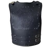 HiiFeuer Viking Warrior Retro Faux Leather Chest Armor Knight Style Medieval Armor for LARP/Cosplay (Black Axis)