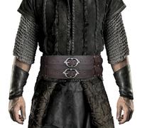 HiiFeuer Viking Wide Belt, Medieval Faux Leather Armor Belt Knight Corset Belt, LARP Costume (Black B)