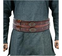 HiiFeuer Viking Wide Belt, Medieval Faux Leather Armor Belt Knight Corset Belt, LARP Costume (Brown)
