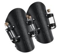 HiiFeuer Women’s Medieval Embossed Alchemy Bracers with 2 Cork Vials, Fantasy Faux Leather Buckle Arm Guards Archer Gauntlets (Black B)