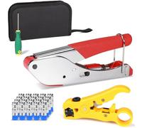 Hiija Coax Cable Crimper Tool Kit with Wire Stripper, Screwdriver & Tool Bag - Includes 20 F Connectors, Compression Tool for RG6 & RG59 Coaxial Cable, TV & Internet Installation