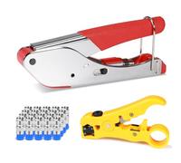 Hiija Coaxial Cable Crimping Tool Kit for RG6, Compression Tool with 20 RG6 F-Type Connectors, Coax Cable Stripper for RG59/6 & RG7/11, for Satellite TV, Aerial & CCTV