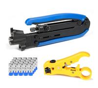Hiija RG6 Compression Tool Coax Cable Crimper Kit RG6 RG11 RG59 F81 with 20PCS F Compression Connectors