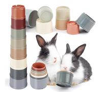 HIIMALEX 8-Pcs Bunny Toys Stacking Cups for Rabbit Foraging and Play Bunny Essential Toys Safe Plastic Accessories Toys for Small Animals Rabbits