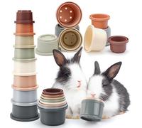 HIIMALEX 8-Pcs Bunny Toys Stacking Cups for Rabbit Foraging and Play Bunny Essential Toys Safe Plastic Accessories for Small Animals Rabbits