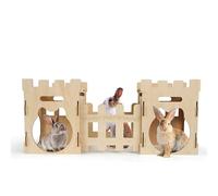 HIIMALEX Extra Large Bunny Castles Hideout Split Balcony for Indoor Bunnies Climbing Tower with Tunnel Sturdy House for Rabbits Ferrets Guinea Pigs Hamsters Ventilated Enrichment Toys Habitat