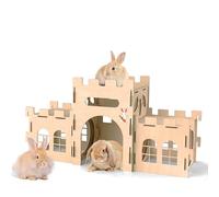 HIIMALEX Extra Large Rabbit Castles Hideout Split Balcony Indoor Rabbit Climbing Tower with Tunnel Sturdy House for Rabbits Ferret Guinea Pig Hamster Ventilated