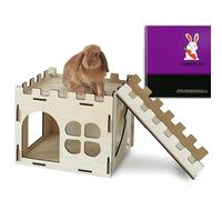 HIIMALEX Extra Large Sturdy Bunny Castle Hideout for Indoor Rabbits Play House with Stairs Round Edges Detachable Habitats for Rabbit Hedgehog Guinea Pig Chinchilla Hamster Gerbil