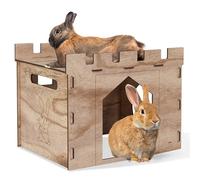 HIIMALEX Large Sturdy Bunny House with Spacious Balcony Hidey Detachable Playhouse for Rabbit Hideout Castle Tower Toys for Indoor Bunnies Guinea Pig Hamster Chinchilla Gerbil