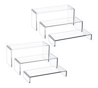 HIIMIEI Acrylic Display Risers, 2 Sets 6 Pcs 12" Large Acrylic Risers, Thickened to 5mm Clear Rectangular Display Stand for Cupcake Dessert Stand, Collections Products Display Shelf for Pop Figures