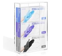 HIIMIEI Glove Dispenser, Wall Mount Acrylic Triple Box Holder, Clear 16.1'' X 10.2'' X 3.8'', 3 Glove Boxes