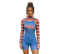HiIoyc Women's Halloween 2 Pcs Scary Nightmare Killer Short Jumpsuit Sexy Play Movie Character Cosplay Costumes Set