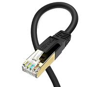 HiiPeak Cat 8 Ethernet Cable 0.5m, Cat8 Internet Cable High-Speed Professional LAN Patch 40Gbps 2000Mhz Network Cables with RJ45 Gold-Plated Connector, Compatible with Cat5/Cat6/Cat7, Black (0.5 m)