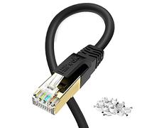 HiiPeak Cat 8 Ethernet Cable 15m, Cat8 Internet Cable High-Speed Professional LAN Patch 40Gbps 2000Mhz Network Cables with RJ45 Gold-Plated Connector, Compatible with Cat5/Cat6/Cat7, Black (15 m)