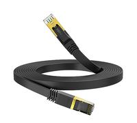 HiiPeak Cat 8 Flat Ethernet Cable 15m, Cat8 Internet Cable 40Gbps 2000Mhz High-Speed Professional LAN Patch Network Cables with RJ45 Gold-Plated Connector, Compatible with Cat5/Cat6/Cat7, Black(15 m)