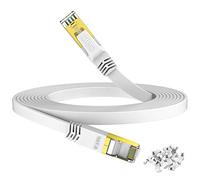 HiiPeak Cat 8 Flat Ethernet Cable 30m, Cat8 Internet Cable 40Gbps 2000Mhz High-Speed Professional LAN Patch Network Cables with RJ45 Gold-Plated Connector, Compatible with Cat5/Cat6/Cat7, White(30 m)
