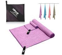 HiiPeak Microfibre Towel （160x80cm+50x30cm） Compact Camping Beach Towel travel towels - Quick Dry Lightweight Absorbent Sports Gym Swimming Hiking Drying Towel for Men,Women (Purple)