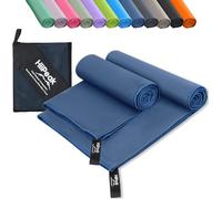 HiiPeak Microfibre Towel Compact Camping Beach Towel - Quick Dry Lightweight Absorbent Sports Gym Swimming Hiking Drying Towel for Men,Women (Navy Blue-2pack, 160cm x 80cm + 80cm x 40cm)