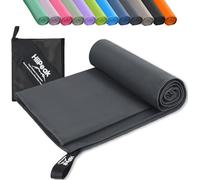 HiiPeak Microfibre Towel Compact Camping Beach Towel - Quick Dry Lightweight Absorbent Sports Gym Swimming Hiking Drying Towel for Men,Women (Dark Grey-1pack, 200cm x 100cm)