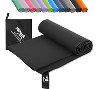 HiiPeak Microfibre Towel Compact Camping Beach Towel travel towels - Quick Dry Lightweight Absorbent Sports Gym Swimming Hiking Drying Towel for Men,Women (Black, L - 140cm x 70cm)
