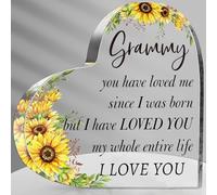 Hiipeenow Mothers Day Gifts for Grammy, Acrylic Heart Sign Presents, Birthday Christmas Valentines Day Gifts for Grammy Grandma, Grandmother from Grandchildren