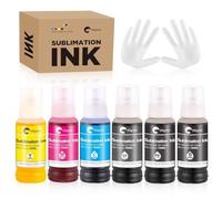 Hiipoo 600ML 552 t552 Sublimation Ink for EcoTank ET-8500 ET-8550 Wide-Format Supertank Printers Heat Press Transfer on T-Shirt Tumblers (6 Color, 1PK,1BK,1C,1M, 1Y, 1GY)
