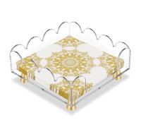 Hiitytin Acrylic Napkin Holder Clear Guest Towel Holder Tray for Bathroom Kitchen Hotel Disposable Paper Hand Towel Holder for Party Wedding, Square