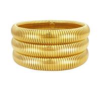 HIIXHC 18K Gold Plated Bracelets Set for Women Flexible Snake Chain Stackable Bracelets Wristband Bangle Chunky Bracelets for Women, Adjustable, Stainless Steel, no gemstone