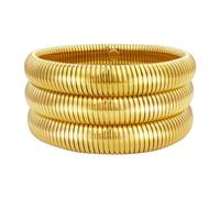 HIIXHC 18K Gold Plated Bracelets Set for Women Flexible Snake Chain Stackable Bracelets Wristband Bangle Chunky Bracelets for Women, Adjustable, Stainless Steel, no gemstone