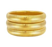 HIIXHC 18K Gold Plated Bracelets Set for Women Flexible Snake Chain Stackable Bracelets Wristband Bangle Chunky Bracelets for Women, Adjustable, Stainless Steel, no gemstone