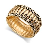 HIIXHC Bangle Bracelets for Women Gold Polished Chunky Oval Bangle Bracelet Cuff Bracelets for Women with Gift Bag, 7", Metal, no gemstone
