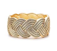 HIIXHC Bangle Bracelets for Women Gold Polished Chunky Oval Bangle Bracelet Cuff Bracelets for Women with Gift Bag, 7", Metal, no gemstone