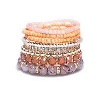 HIIXHC Bohemian Beaded Bracelets for Women - Multilayer Stackable Stretch Bracelets Bohemian Layering Strand Statement Jewelry Best Friend Gif, Adjustable, Glass, no gemstone